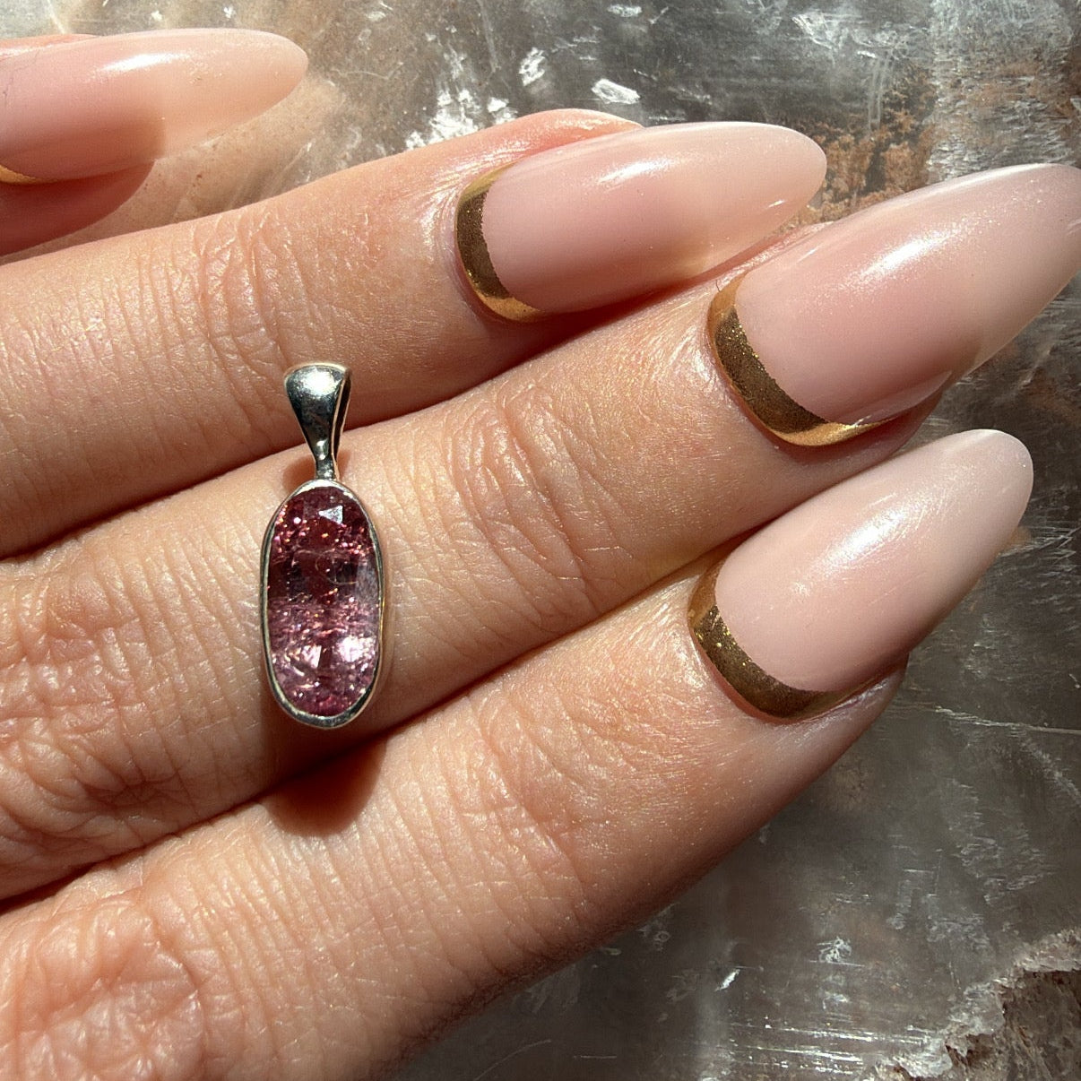 Pink Tourmaline Sterling Silver Pendant