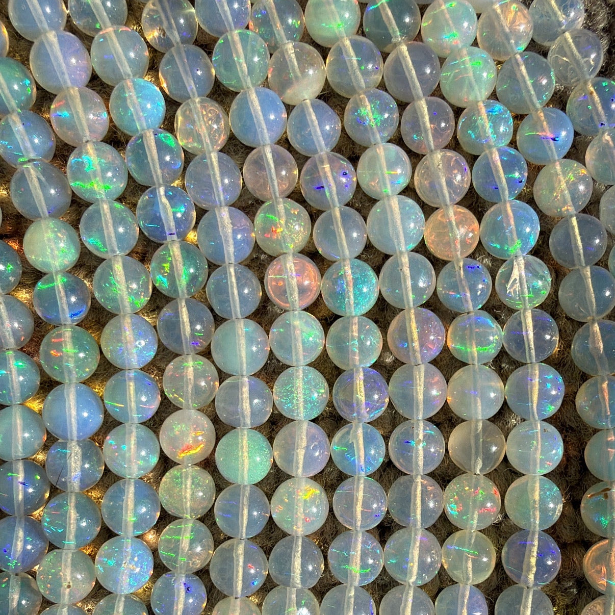 Ethiopian Opal 6mm Bead Sterling Silver Bracelet