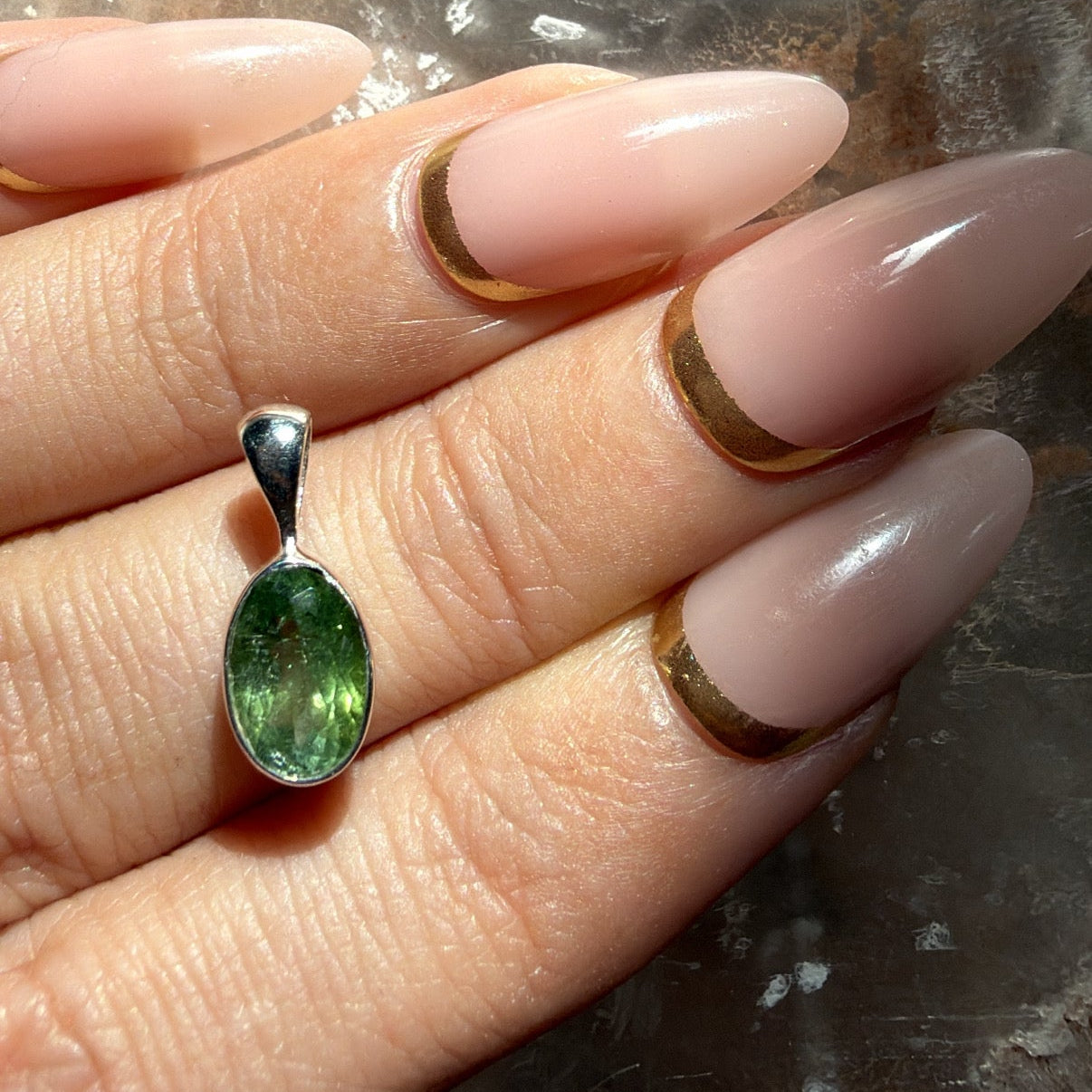 Green Tourmaline Sterling Silver Pendant